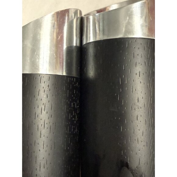Partylite Candleholder Pillar Candle Holder Black Silver Chrome Bark Texture 2 - Picture 6 of 6